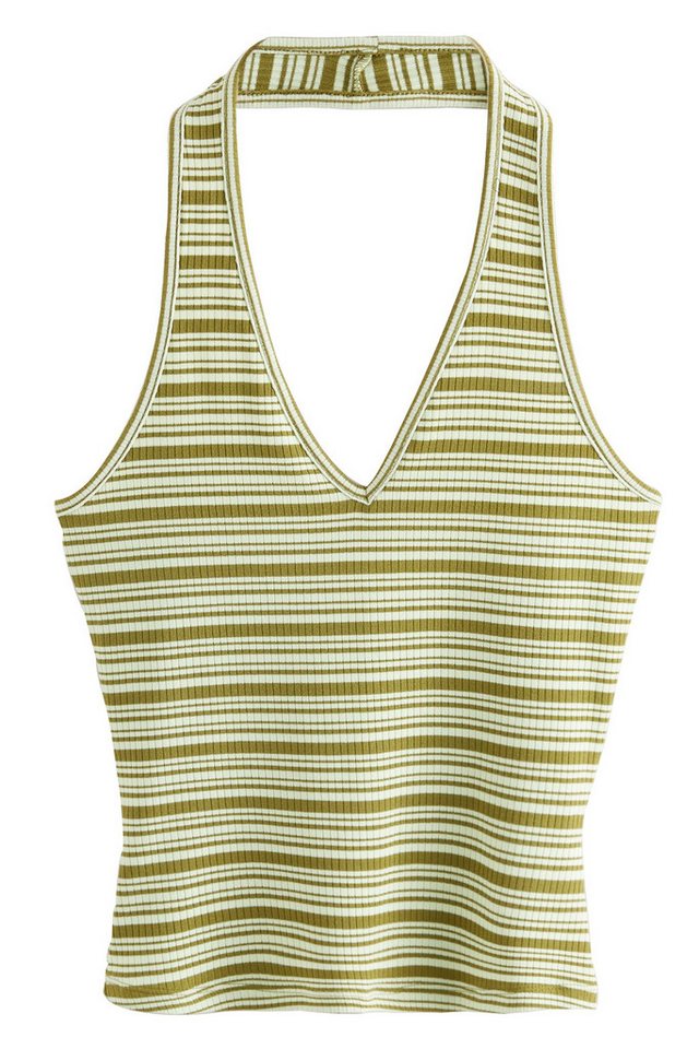 Next Trägertop Geripptes Neckholder-Oberteil mit Streifen (1-tlg) von Next