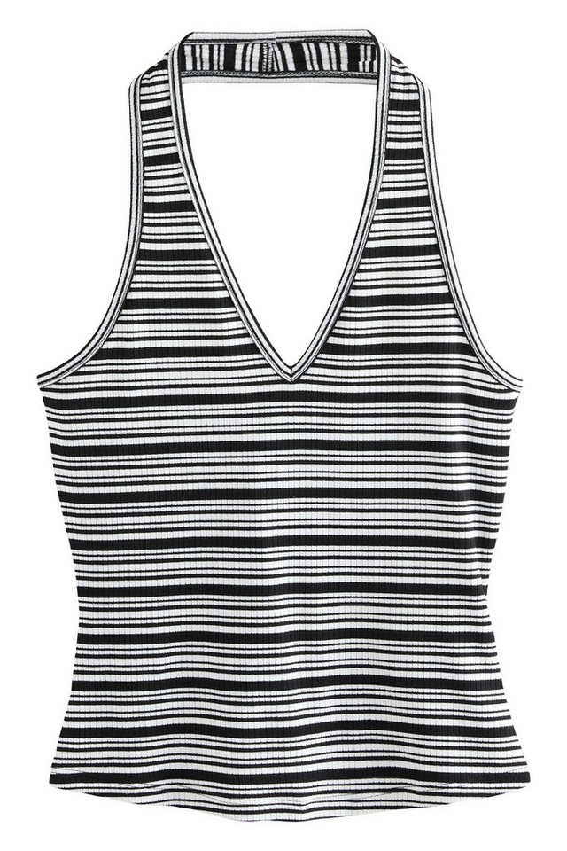 Next Trägertop Geripptes Neckholder-Oberteil mit Streifen (1-tlg) von Next