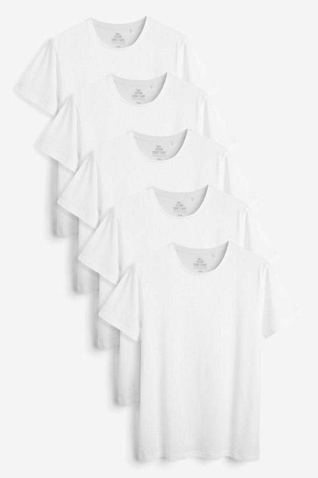 Next Unterhemd Weiße T-Shirts im Regular-Fit, 5er-Pack (5-St) von Next