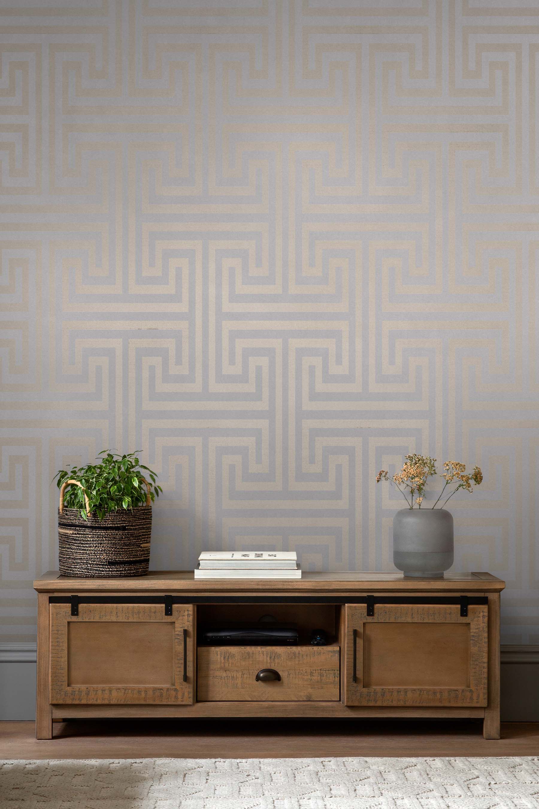 Next Vliestapete "METALLIC GREEK KEY Vliestapete 10mx52cm" 3D-Optik texturiert Metallischer Griechischer Schlüssel blau 10mx52cm von Next