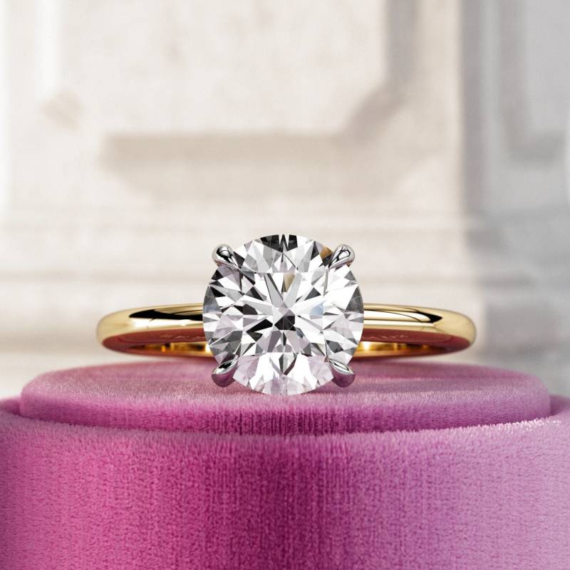 2 Karat E Vvs2 Runder Diamant-Verlobungsring Für Laborzüchter/Flacher 4-stift-Solitärring Zweifarbiger Ring Idealer Schnitt Igi-Zertifiziert von NextDiamonds