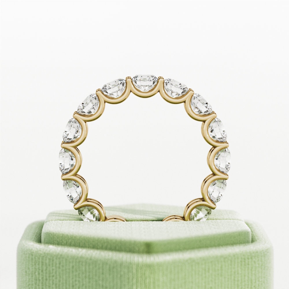 4.8Ct Labradorit Diamant Band/U Form Eternity Ring Cvd Voll Gelbgold Ehering Stapelring von NextDiamonds