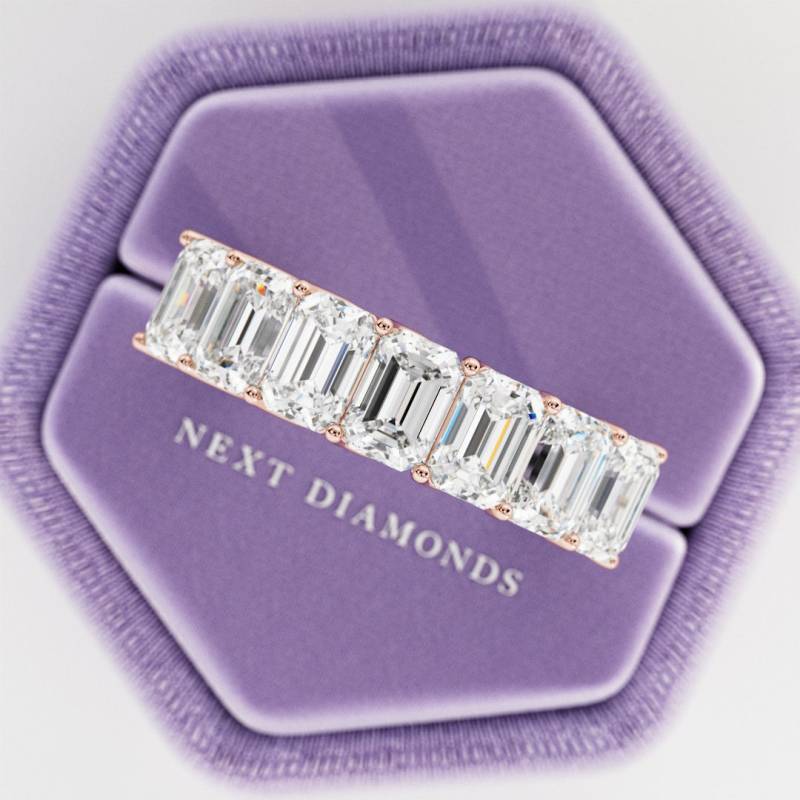 Rosegold Smaragd Schnitt Stapelbarer Ring/2.1 Karat Labradorit Diamant Ehering Trellis Set Stapelring Diamanten von NextDiamonds