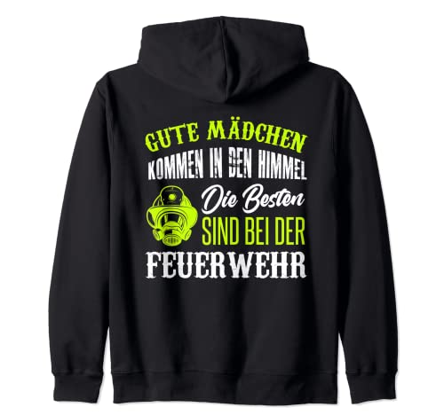 Backprint Die besten Mädchen sind bei der Feuerwehr Kapuzenjacke von NextLevel Merch