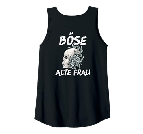 Damen Backprint Böse alte Frau Vintage Totenkopf mit Sarkasmus Tank Top von NextLevel Merch