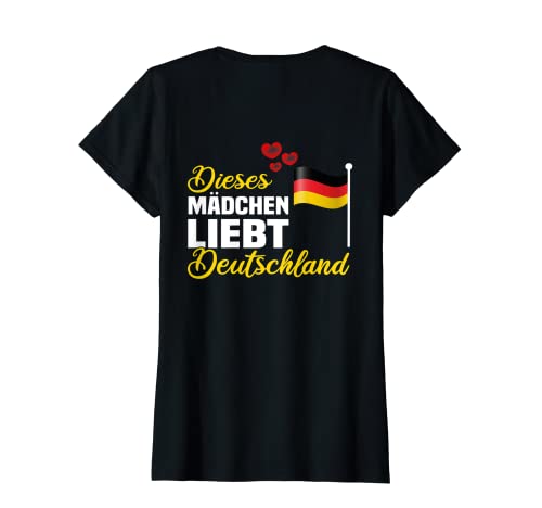 Damen Backprint Dieses Mädchen liebt Deutschland Flagge und Fahne T-Shirt von NextLevel Merch