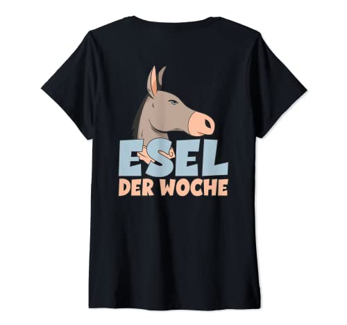 Damen Backprint Esel der Woche lustig Fußball und Sport Tollpatsch T-Shirt mit V-Ausschnitt von NextLevel Merch