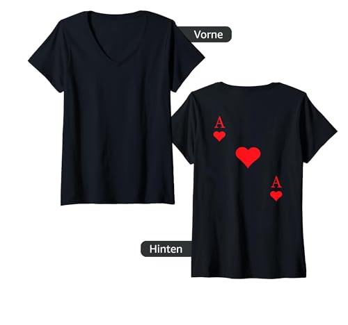 Damen Backprint Herz Ass Karte und Kartenspiel Valentin T-Shirt mit V-Ausschnitt von NextLevel Merch