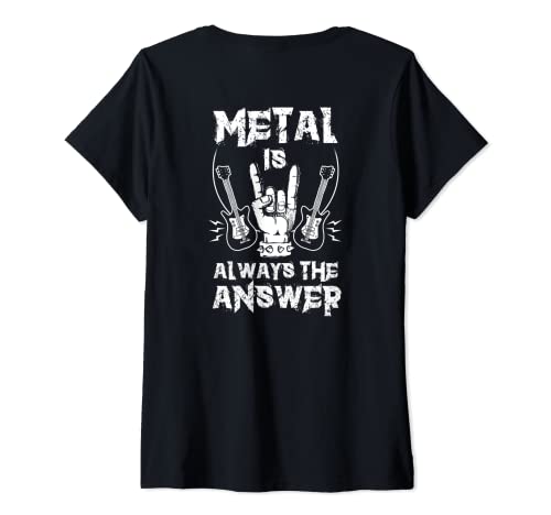Damen Backprint Metal is always the answer Heavy Musik E-Gitarre T-Shirt mit V-Ausschnitt von NextLevel Merch