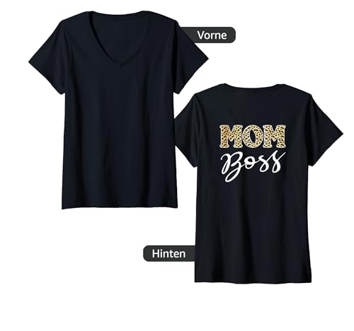 Damen Backprint Mom Boss T-Shirt mit V-Ausschnitt von NextLevel Merch