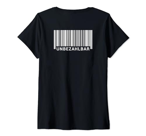 Damen Backprint Unbezahlbar Barcode T-Shirt mit V-Ausschnitt von NextLevel Merch