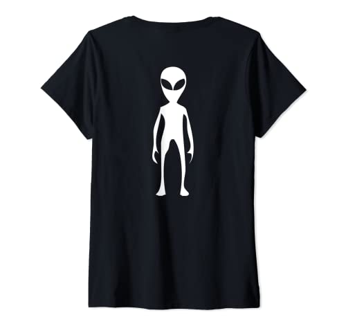 Damen Backprint Weltall Symbol Alien Außerirdisch Marsmännchen T-Shirt mit V-Ausschnitt von NextLevel Merch