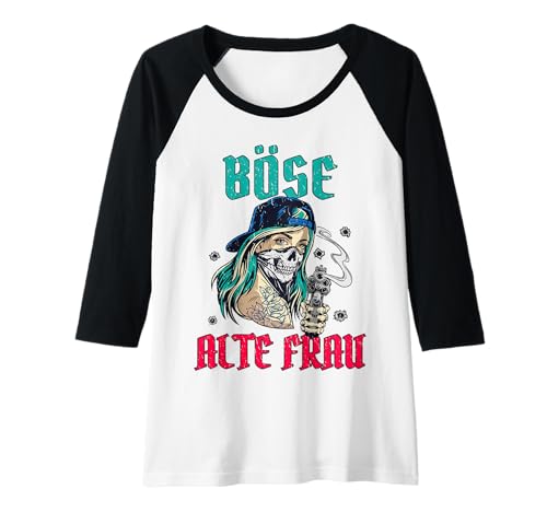 Damen Böse alte Frau Rentnerin Vintage Oma und Großmutter Raglan von NextLevel Merch