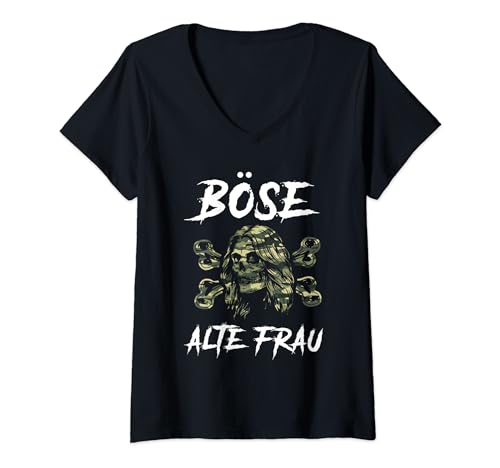 Damen Böse alte Frau T-Shirt mit V-Ausschnitt von NextLevel Merch