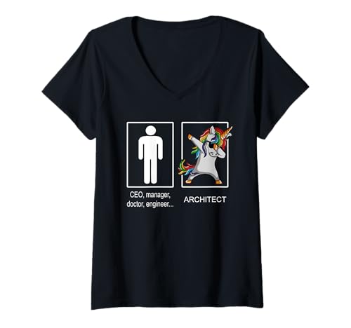 Damen Coole Einhorn Architekt Architektur Geschenk Idee T-Shirt mit V-Ausschnitt von NextLevel Merch