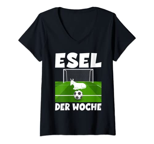 Damen Esel der Woche Torwart Spieler und Fußball Tollpatsch T-Shirt mit V-Ausschnitt von NextLevel Merch