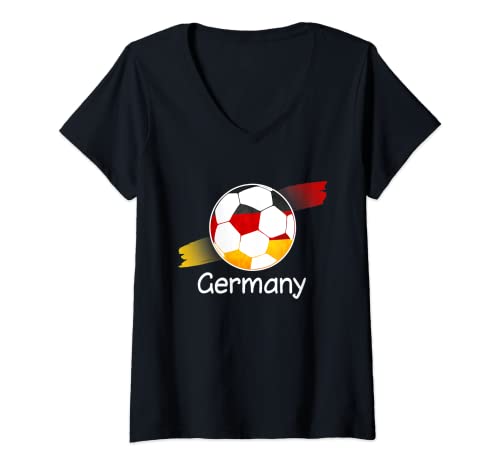 Damen Germany Football Deutschland Fußball T-Shirt mit V-Ausschnitt von NextLevel Merch