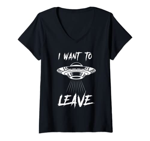 Damen I want to leave T-Shirt mit V-Ausschnitt von NextLevel Merch
