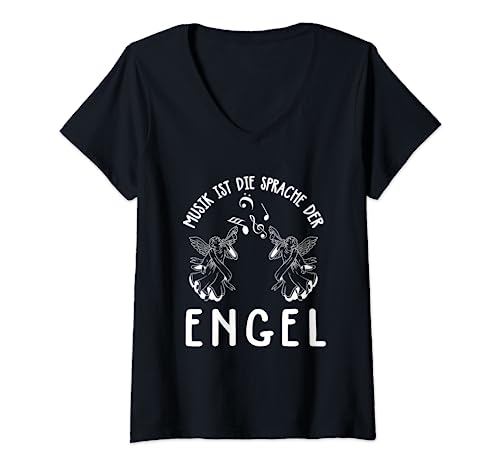 Damen Musik ist die Sprache der Engel T-Shirt mit V-Ausschnitt von NextLevel Merch