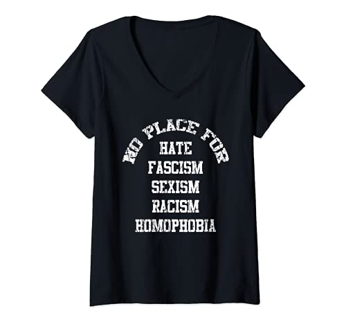 Damen No place for hate fascism sexism racism homophobia T-Shirt mit V-Ausschnitt von NextLevel Merch