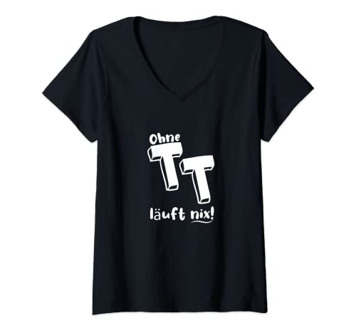 Damen Ohne TT läuft nix! Reitsport Turnier Trottel T-Shirt mit V-Ausschnitt von NextLevel Merch