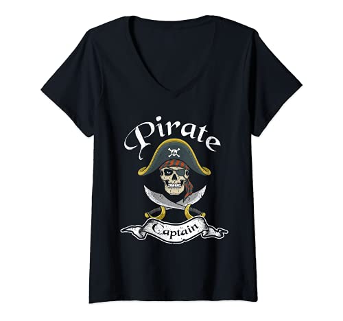 Damen Pirate Captain Pirat Piratenkostüm Kostüm Freibeuter T-Shirt mit V-Ausschnitt von NextLevel Merch