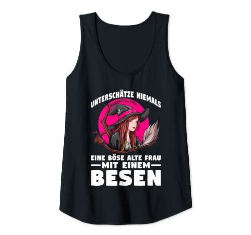 Damen Unterschätze niemals eine böse alte Frau mit einem Besen Tank Top von NextLevel Merch