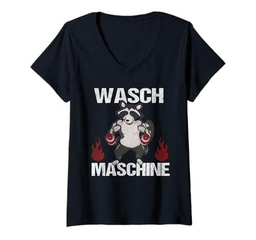 Damen Wasch Maschine Waschbär Bodybuilding und Training T-Shirt mit V-Ausschnitt von NextLevel Merch