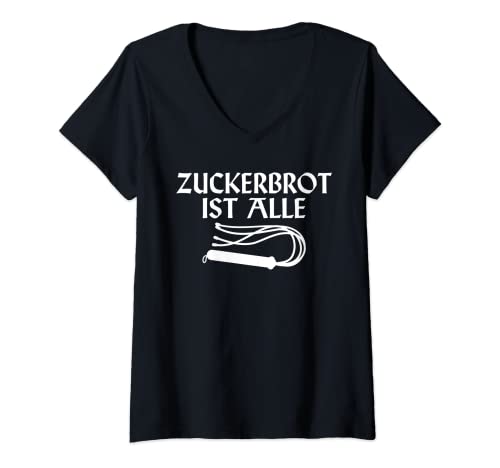 Damen Zuckerbrot ist alle schwarzer Humor, die gute Zeit ist rum T-Shirt mit V-Ausschnitt von NextLevel Merch