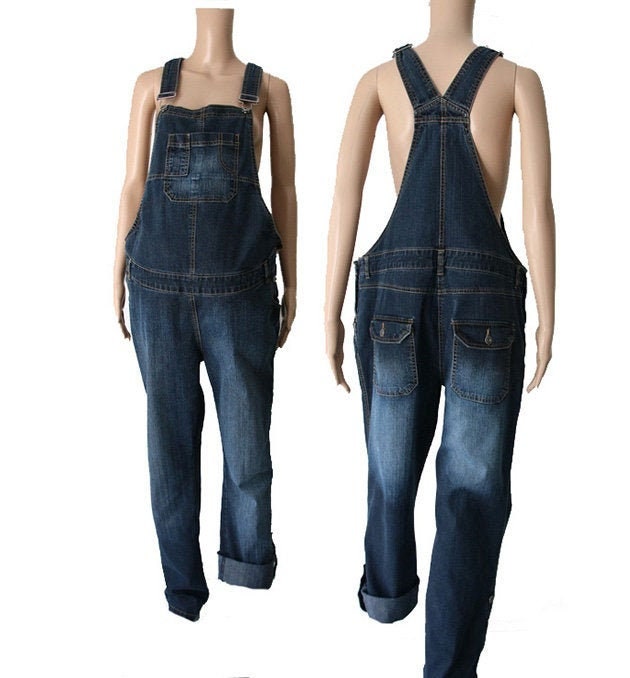 Vintage Umstandsmode Blue Denim Overalls Straight Leg Jumpsuit Xl Größe von Nextgemvintage