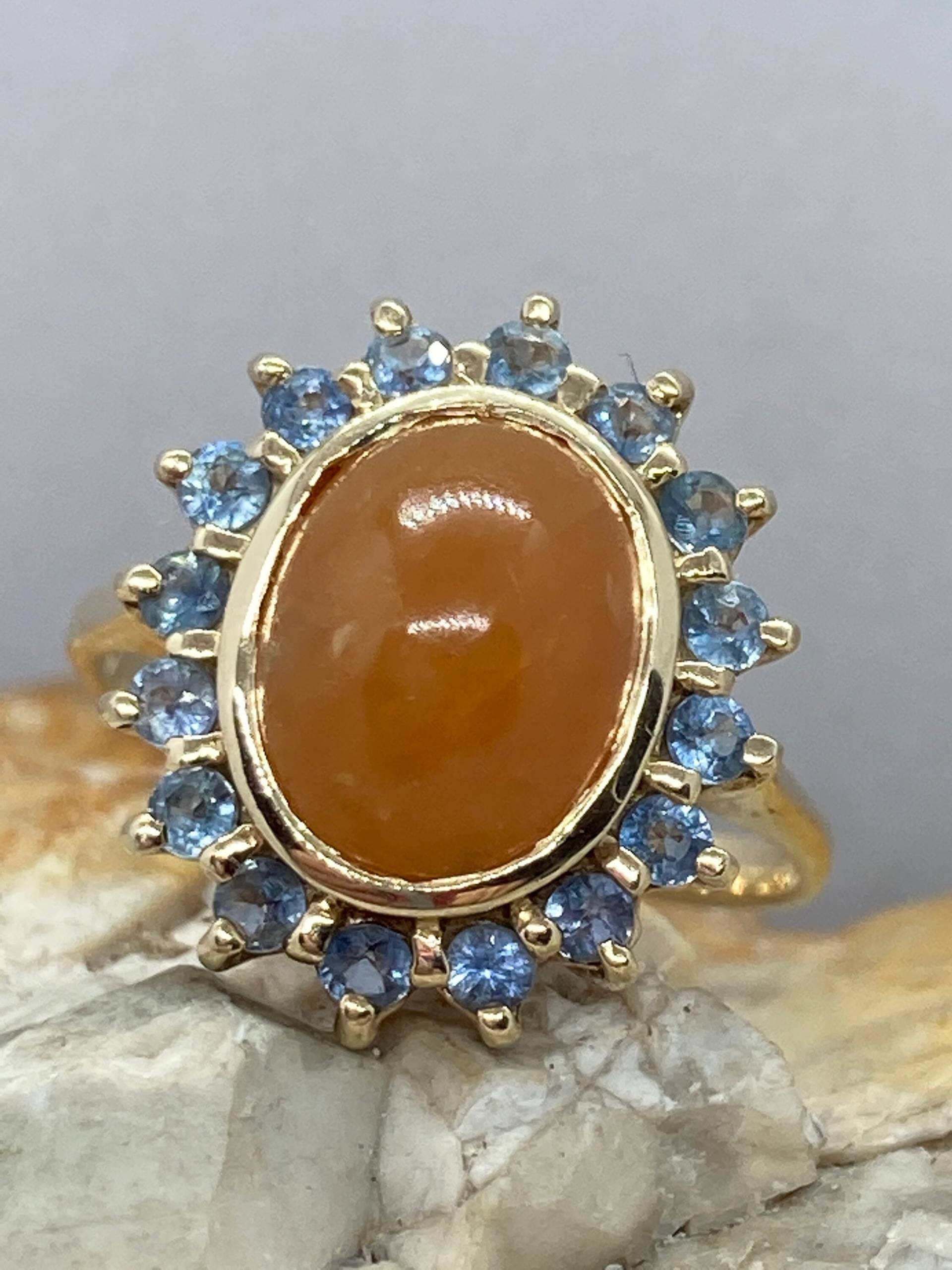 Vintage Honigoopal Und Tansanit Halo Statement Ring Ukn Usa6.5 von Nextotheheart