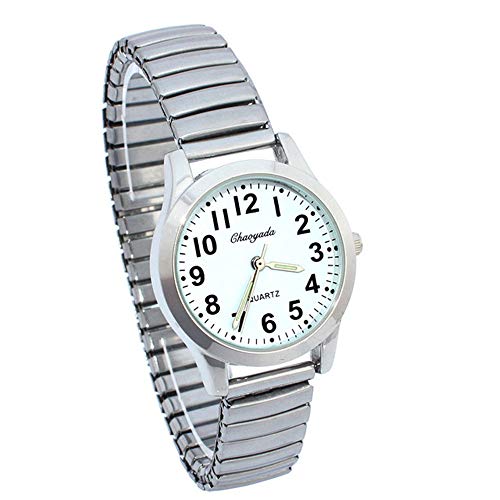 Nextstart Damen-Armbanduhr, flexibel, elastisches Band, modisch, einfach, groß, digital, Edelstahl, Quarz-Armbanduhr von Nextstart