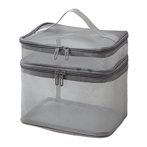 Nexusectar Mesh-Kosmetiktasche, Mesh-Make-up-Tasche | Nylon-Doppelschicht-Make-up-Tasche Mesh,Wiederverwendbare Reise-Kulturtasche, Damen-Kosmetiktasche, Make-up-Aufbewahrungs-Organizer für von Nexusectar