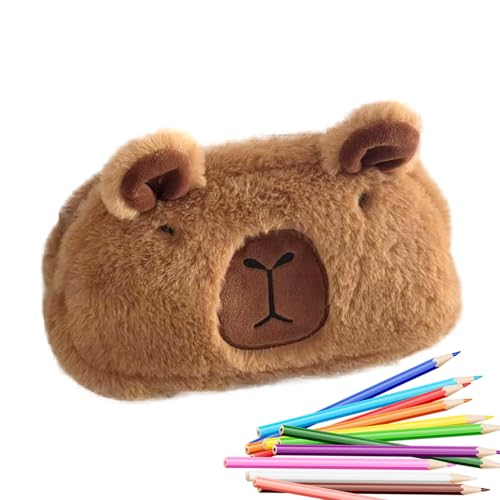 Nexusectar Plüsch-Federmäppchen,Flauschiges Federmäppchen, Gefüllte Capybara-Bleistifttasche, Niedliche Bleistift-Stifttaschen, 3D-Plüsch-Federmäppchen, weich gefüllte Bleistiftbox, multifunktionale von Nexusectar