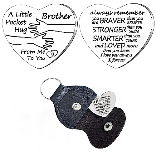 Nfyxcaz Pocket Hug Token Long Distance Gifts for Family Relationship Keepsake Keyring Double Sided Gifts with PU Leather Keychain, Taschenumarmung für Bruder, One size von Nfyxcaz