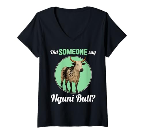 Damen Nguni-Rinder Nguni-Rind T-Shirt mit V-Ausschnitt Damen Nguni-Rinder Nguni-Rind T-Shirt mit V-Ausschnitt von Nguni-Rinder Nguni-Rind Tier Shop