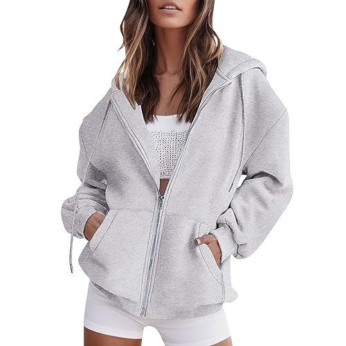 Nhainel Sweatjacke Damen Kapuzenjacke Zip Hoodie Damen Jacke Damen Sweatjacke Kapuzenpullover Kapuzenpullover Sweatjacke Kaputzensweatshirtjacke Hoodie Damen Oversize von Nhainel