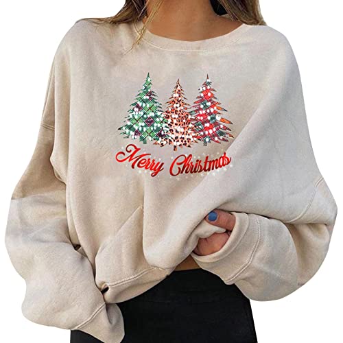 Nhainel Weihnachten Pullover Damen Langarm Weihnachten Pullover Xmas Pullover Kleidung Weihnachten Pullover Damen Oversize Pullover Damen Herbst Frauen Lässige Sport Oberteile Tops von Nhainel