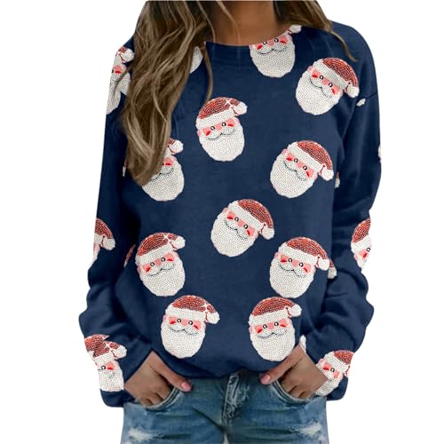 Weihnachtspullover Damen Sweatshirt Rundhals Weihnachtspulli Pullover Elegant Langarm Weihnachten Pullover Damen Weihnachts Pullis Casual Christmas Sweat Oberteile Tops FüR Frauen Teenager MäDchen von Nhainel