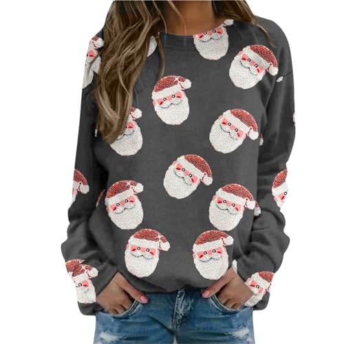 Weihnachtspullover Damen Sweatshirt Rundhals Weihnachtspulli Pullover Elegant Langarm Weihnachten Pullover Damen Weihnachts Pullis Casual Christmas Sweat Oberteile Tops FüR Frauen Teenager MäDchen von Nhainel