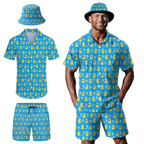 Nhjk Herren Hawaiihemd und Shorts Set, Ducky, Large Nhjk Herren Hawaiihemd und Shorts Set, Ducky, Large von Nhjk