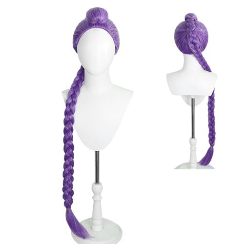 Hunters Costume Kinderperücke R-umi Perücke Cosplay Lila Perückes Anime Cosplays Dämon Jägers Lila Zopfperückes Für Halloween Karneval Party Maskenball Dämon Cosplay Perücke Für Damen Und Herren von Nhujevkom
