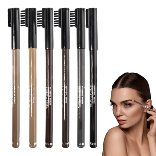 Nhujevkom Augenbrauenstifte | Make-up Augenbrauen Liner - 6 Farben Mit Integriertem Pinsel Für Schweißfeste Formgebung Und Konturierung von Nhujevkom