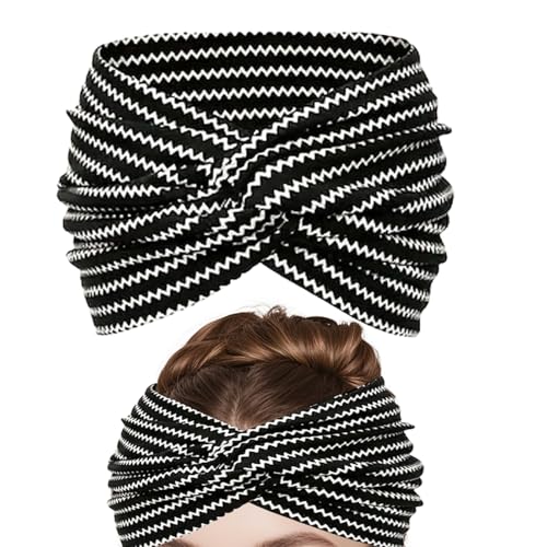 Nhujevkom Breite Boho-Kopfbaender Fuer Damen | Weite Geknotete Haarbänder | Weicher Blumen Druck Haar Accessoires fuer Yoga Outdoor Fitness Hochzeit Event Maedchen von Nhujevkom