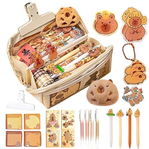 Nhujevkom Federmäppchen | 9-Lagig Hohe Kapazität Capybara Stiftebox | Stiftebox Für Teens Frauen Mädchen Kinder Schüler Kindergarten Mittelschule Gymnasium Hochschule,Rucksack Organisation von Nhujevkom