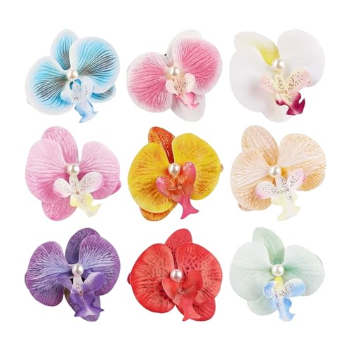 Nhujevkom Haarklammern Blume, Blumenhaarkrallenklammern - 9x künstliche Blumenhaarklaue,Anti-Rutsch elegant florale Barrettes-Urlaubsstyling-Accessoires für Frauen Mädchen täglich Gebrauch von Nhujevkom