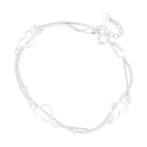 Nhujevkom Herzarmband Für Damen - Gliederketten Herz Armband Für Frauen - Doppelschicht Verstellbares Schmuck Armband Geschenkidee Für Freundschaft Hochzeit Geburtstag von Nhujevkom