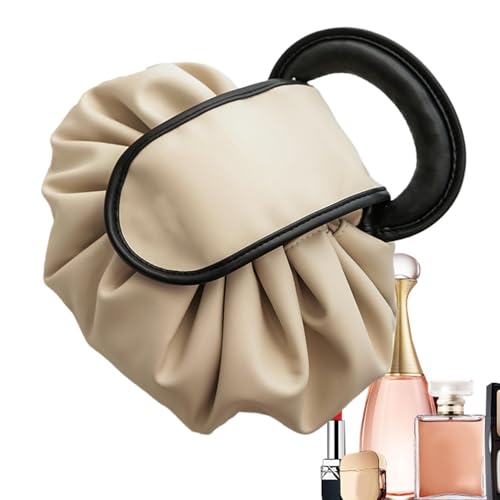 Nhujevkom Make-up-Organizer-Tasche, Kosmetik-Organizer-Tasche - Kosmetiktasche mit Kordelzug, tragbare Make-up-Tasche aus PU-Leder | Kulturbeutel mit großem Fassungsvermögen und Make-up-Organizer mit von Nhujevkom