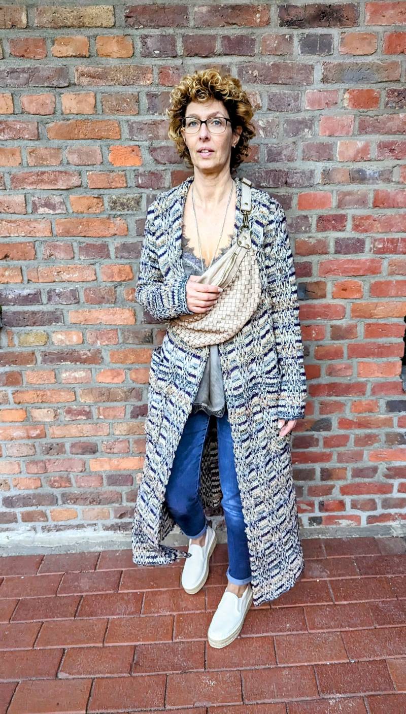 Nici Couture Ibiza Strickmantel Oversize Knit Cardigan Beige Lange Strickjacke Coat Boho Robe Mantel von NiCiCOUTUREfashion