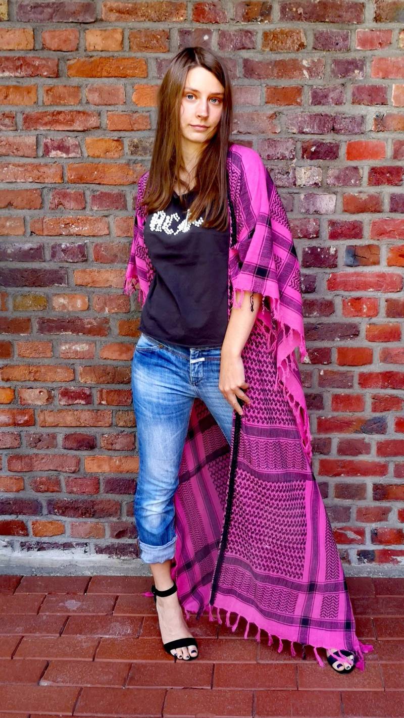 Nici Couture Pali Kimono Ibiza Lang -Last Piece - Fransen Kaftan Boho Maxikleid Poncho Schwarz Mantel Pink Kleid Robe Gipsy Cardigan Coat von NiCiCOUTUREfashion